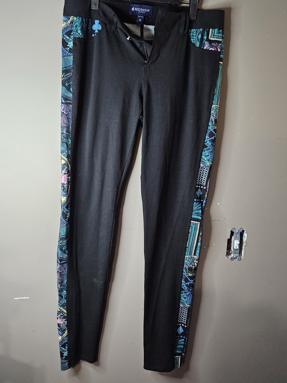 Rocawear Black Leggings with Multicolor Side Panels